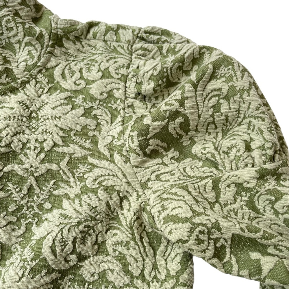 Anthropologie Jacquard Coquette Top Small Bow Boho Prairie Bell Puff Sleeve - Picture 10 of 15